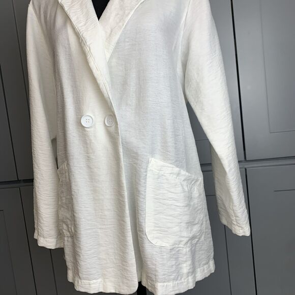 Sage the Label Blazer 3/4 sleeve Womens Large White long minimalist - Picture 2 of 7